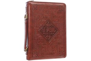 Christian Art Gifts Men's Classic Bible Cover Names of God Exodus 34:6, Brown Faux Leather, Medium