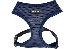 Puppia Harnais Petit Chien et pour Chien Moyen - léger et Super Doux en Plusieurs couleurss - Harnais Anti Traction pour Chien, Bleu Marine, S
