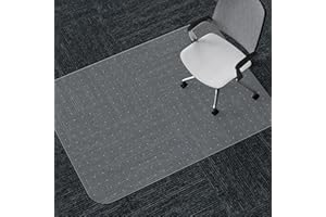 WASJOYE Office Chair Mat Carpet Protection, 90x120 cm Non-slip PVC, Home Office Chair Floor Protectors, 2.2mm Thick, Transparent for Home Computer Desk Rolling Chair