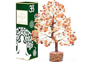 CROCON Árbol de la Vida de Chakra cornalina Árbol de Cristal para árbol de Piedras Preciosas Hecho a Mano Decoración Feng Shui árbol de de Buena Suerte Bonsai Cristales curativos para Chakra Regalo