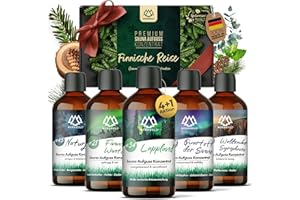‎NORDHOLZ NORDHOLZ® Saunaaufguss Set - [5x100ml Finnische Reise] besonderes & natürliches Sauna Aufgussmittel - intensiver & erholsamer Duft - Sauna Zubehör