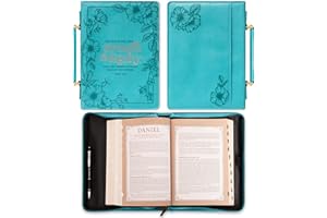 Christian Art Gifts Women's Fashion Bible Cover Strength and Dignity Proverbs 31:25, Teal Faux Leather, Large