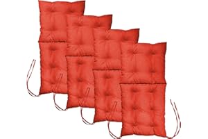 MG DESIGN Cuscino per sedie da esterno 4 pezzi 100x50 cm arancione- in spesso tessuto da rivestimento, con morbida imbottitura, con lacci da legare - per sedie da giardino, panchina, dondolo da giardino