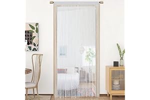 HSYLYM String Door Cortina Decoraciones para Ventanas Divisor de Habitaciones Decoraciones para Habitaciones Cortina Individual para Ventana W90xL200cm Blanco