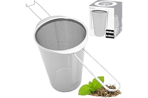 ‎AMAPODO amapodo Sitko do herbaty sypkiej – filtr XXL ze stali nierdzewnej ze składanymi uchwytami – akcesoria do herbaty pasujące do garnków i dzbanków do herbaty – sitko do herbaty – duże sitko do herbaty,