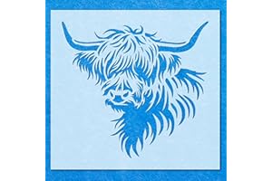 LAZER NINJA Highland Cow Stencil: Mylar Airbrush Wall Art Painting Crafts - 190 Micron| DIY-A5 Stencil - Design Size (115 x 108 mm)
