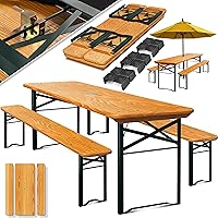 2x Set Biertisch Klappbar Campingtisch Holz Bierzelttisch
