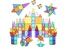 PicassoTiles 100Pc Set 100pc Magnet Building Tiles Clear Magnetic 3D Building Blocks Construction Playboards, Creativity beyo