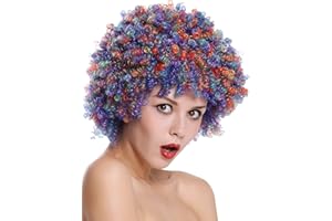 ‎WIG ME UP WIG ME UP - SZL-001-colorful Perücke Damen Herren Clown Clownsperücke Afro Locken Halloween Karneval bunt