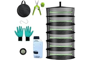 TPLF Set XXL parfait cultivateur kit 5 éléments filet de séchage 60 cm 6 étages à suspendre gant ciseaux microscope hygromètre combo travail de professionnel respecte les facteurs pour une qualité optimale