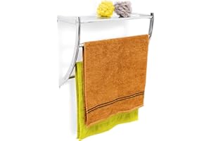Relaxdays 10020133 Étagère porte-serviette murale salle de bain toilette serviette acier chromé HxlxP 43 x 56 x 23 cm rangement Argenté