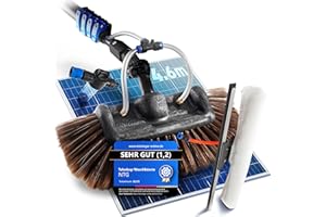 ‎NTG NTG Teleskop Waschbürste 4,6m 3-in-1 Bürstenkopf mit extra weichen Borsten | Mikrofasertuch & Abzieher + Wasseranschluss | Wintergarten Reinigungsset PV Anlage Reinigung Waschbürste mit Teleskopstiel
