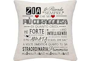 BOMMEX Regalo per la Zia - Copricuscino Ispiratore da Nipote 'Ricorda Sempre Tu Sia Straordinaria' - Miglior Regalo per Compleanno, Festa della Mamma, Natale