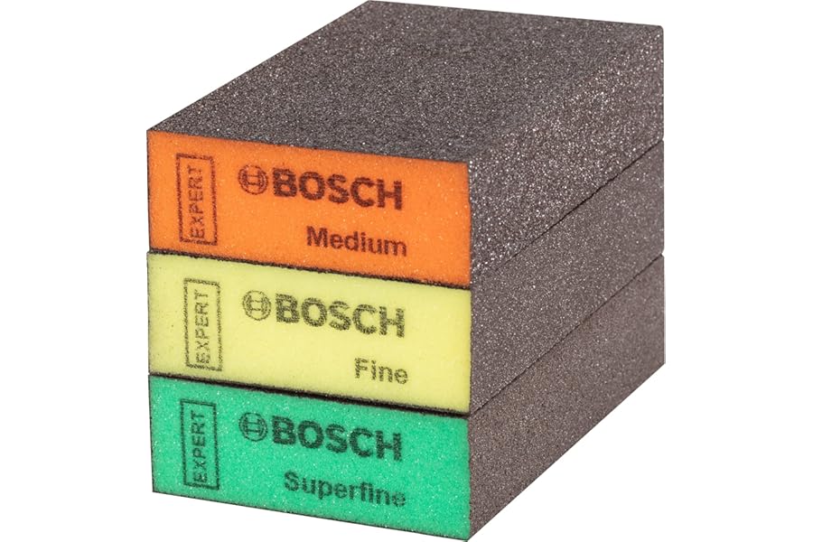Bosch 3x EXPERT S471 Standard Blocks (for Paint on wood, Softwood, Ø 69 x 97 x 26 mm, Medium/Fine/Superfine, Professional Accessory Hand Sanding)