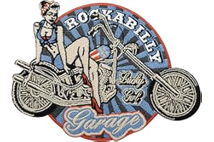 Finally Home Écusson rétro Rockabilly années 80 - À repasser Pour gilets en cuir Patchs de moto vintage l'Amérique des États-Unis le dos, veste moto, bleu/noir/rouge