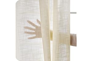 Topfinel Tenda con Occhielli in Voile Spessa Tenda Semitrasparente Effetto Lino per Poggiorno Camera da Letto Ufficio set da 2 Pezzi Beige 140 x 260 cm