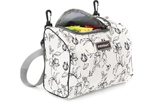 FifthStart Multipurpose Peg Bag - Heavy Duty & Quick Dry - Peg Basket with Shoulder Strap, Waist Belt & Washing Line Clips -Versatile Clothes Peg Bag - Holds 300 Pegs (Zip Mesh Base, Beige Floral)