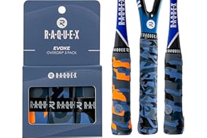 Raquex Evoke Overgrip Tape 3 Pack - Tennis Racket Grip Tapes (11 Designs) - Racquet Anti Slip Tape Overgrip for Tennis Rackets, Badminton, Squash, Padel. Finishing Tape Included