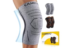 CAMBIVO Genouillere Arthrose Genou 2 Pièces, Genouillère de Tricot 3D, Genouillère Rotulienne avec Stabilisateurs Latéraux pour Ménisque pour Douleur Genoux, Sport, Running, Fitness