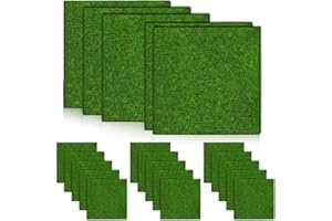 Aeaocvo Kunstrasen Teppich 20 Stück Miniaturgarten, 15 x 15 cm Kunstrasen zum Basteln, Kunstrasen-Deko, Realistisches Kleines Feengartengras für Puppenhaus-Miniatur-DIY-Dekoration