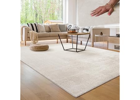 Paco Home Matta för vardagsrum enkel tvättbar mjuk kort hög, Storlek:120x160 cm, Färg:Grädde 4 - Amazon Deal & Rabatt