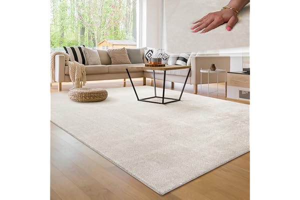 Paco Home Tapis Salon Moelleux Ultra Doux à Poils Courts - Antidérapant, Lavable, Confort Idéal pour Salon et Chambre, Couleur:Crème 4, Dimension:160x220 cm