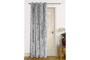 umlout Thermal Door Curtain Agra Grey Lined Crush Velvet Winter - Saves Energy, Prevents Draughts Reduces Heat Loss