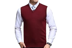 FULIER Herren Winter V-Ausschnitt Sleeveless Weste Classic Business Gentleman Strickwaren Strick Weste Pullover Strickjacken Tanktops