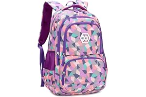BANSUSU Geometric Print Girls Boys Backpack Primary Secondary School Bags