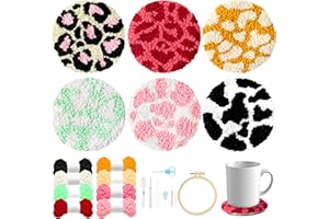 WATINC 22 Stück Craft Punch Needle Untersetzer Kit DIY Bastelpackung Set Stickerei Starter kit Easy Embroidery Coaster Art and Crafts Needle Coaster für Anfänger
