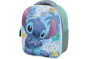 Superdiver - Sac à dos enfant Stitch - Licence officielle Disney - Idéal pour l’école et la maternelle - Parfait pour filles et garçons - Couleur bleu - Dimensions : 24x20x10 cm