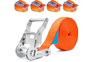 4 pièces 2000kg 6m Sangle d'arrimage avec tendeur à cliquet Sangle à cliquet Sangles de serrage