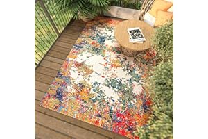 Mazovia Tappeto per Esterni e Interni - Tappeto da Esterno Impermeabile - Tappeto per Terrazza, Giardino, Balcone - Tappeto Pelo Corto - Abstract - Multicolore 160 x 230 cm