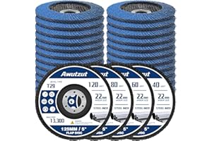 AWUTZUT Dischi lamellari 125mm Grana 40/60/80/120 per Smerigliatrice il Ferro Legno Dischi Abrasivi 22PCS