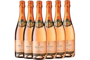 ‎BOUVET LADUBAY Bouvet Excellence Rosé Crémant de Loire Brut - Klassische Flaschengärung – Cabernet Franc – Cremant Rosé Ideal als Geschenk - 6 x 0.75 L