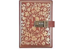 NectaRoy Vintage Lockable Diary, B6 European Style Travel Journal with Lock, PU Leather Password Notebook Planner Agenda Sketchbook, Office School Supplies Student Stationery Birthday Gift, 20x14cm
