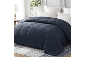 Yebeda Piumino per 4 Stagioni, 135 x 200 cm, Trapunta in Microfibra, Piumone per Letto Singolo, Traspirante e Super Morbido per Tutte le Stagioni, Blu Navy