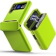 Galaxy Z Flip 4 Card Slot Wallet Case with Hinge Protection Silicone TPU for Samsung Galaxy Z Flip 4 5G - Neon Green