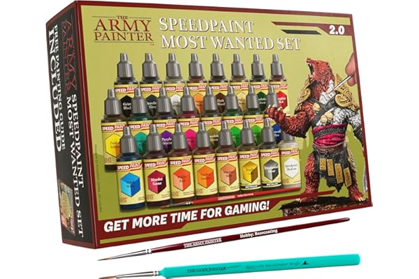 The Army Painter Speedpaint Most Wanted Set 2.0 Combo, Peinture Acrylique 24 x 18 ml Maquettes Et Modélisme, 1 Basecout & 1 Dipit Pinceau