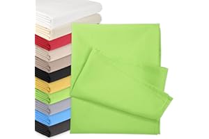 QOOLTEX Bettlaken OHNE Gummizug 140 x 200 cm Grün (85% Baumwolle 15% Poly) Betttuch Glatte Betttücher Baumwolle Laken Haustuch Leintuch
