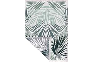 Fashion4Home Dywan z krótkim włosiem - Boho Kilim, dywan do salonu, sypialni i kuchni, dywan bieżnik, dywan do przedpokoju, dywan do pokoju dziecięcego, palmowo-zielono-biały, wymiary: 140 x 200 cm