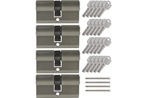 LÖWEN SICHERHEIT LÖWEN 70 mm 4x Zylinderschloss 35/35 Doppelzylinder gleichschließend Massive Schließzylinder inkl. 20 Wendeschlüssel A:35 B:35 4 er Set (70 mm 35/35, Profilzylinder 4 er Set gleichschließend)