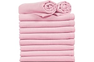 ZIMEL HOMES® 10 Pack White Muslin Square Cloths 100% Cotton Baby Cloths Nappy Inserts Bibs Feeding 70 cm x 70 cm (Pink)