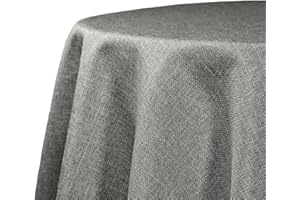 Decomira Mantel de Mesa Redondo Aspecto Lino - Repelente al Agua, Antimanchas, Lavable - como Mantel de Jardín o para Mesa de Comedor - Gris Oscuro - 200 cm Redondo