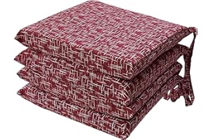 HABITA 33 HOME Cuscini Sedie Cucina Set da 4 o 6, Cuscini per Sedie Quadrati 40x40 cm, Copri Sedia da Cucina Sfoderabili con Laccetti, Cuscino Sedia double face in tessuto loneta made in italy (4 Amalfi Bordò)