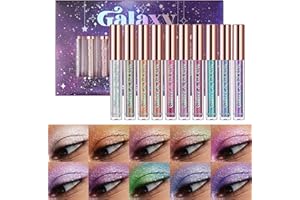 LANGMANNI 10 Pcs Liquid Glitter Eyeshadow Metallic Shimmer Sweatproof Makeup Set, Matte Pressed All Highly Pigmented Blending Powder, Perfect For Every Woman & Girl (#B), Pack of 1