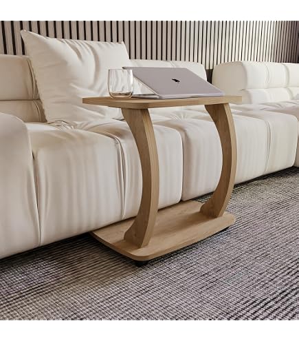 Shally Dogan Table D'Appoint Avec Roulettes Et Sac De Rangement - Table Auxiliaire Canapé Lit Noir