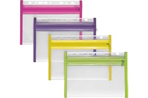‎VELOFLEX VELOFLEX 4350000 - Dokumentenhülle mit Reißverschluss, 4 Stück, DIN A5, abheftbar, gelb, grün, pink, lila, VELOBAG XXS, Reißverschlusstasche