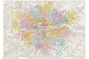 XYZ MAPS Greater London Authority Boroughs with Postcode Districts Wall Map - Paper