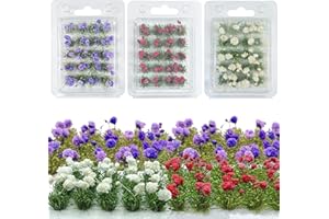 Woohome 80 PCS Fleurs Végétales Miniatures, Touffe d'herbe Statique Herbe Artificielle Modèle pour Le Chemin de Fer de Paysage de Train (3 Couleurs)